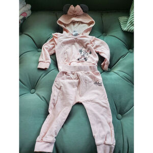 Girl Disney Baby Hoodie & Pants Set 12M Pink White